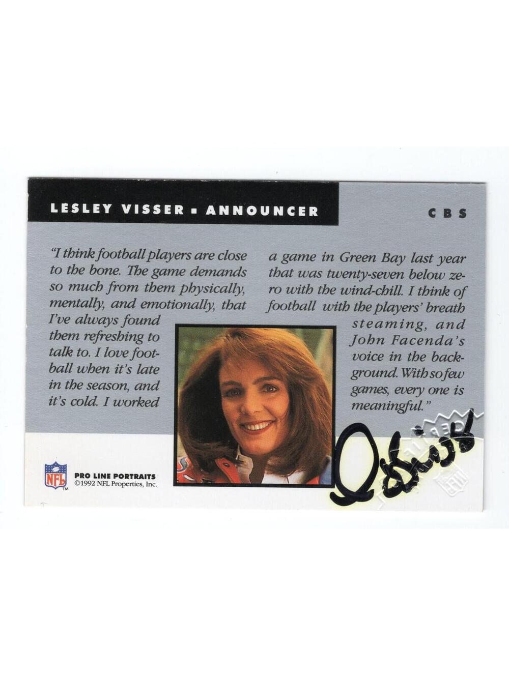 1992 Pro Line Portraits Lesley Visser - NFL Announcer Autograph  Signed